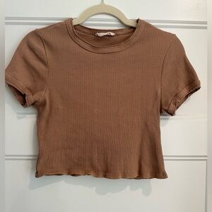 Vici Ribbed Tan Crop Top